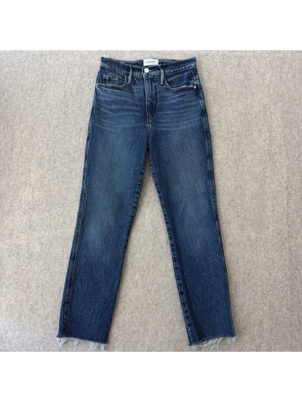 Frame Le Sylvie Slender Straight Jeans Womens‎ 25 High Rise Raw Hem Ankle Length